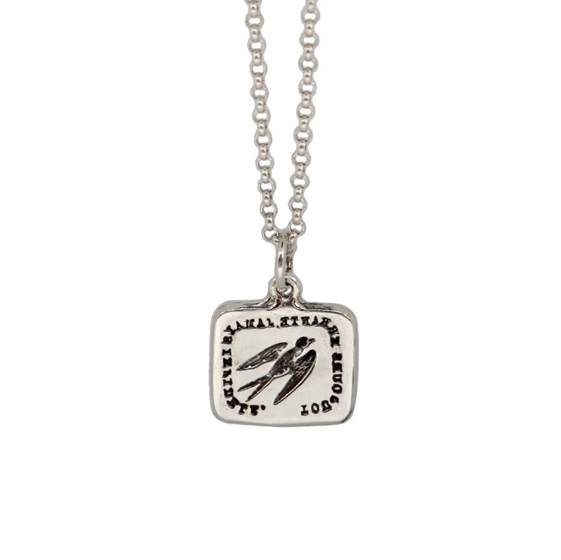 INDEPENDENT BUT LOYAL Sparrow and Tree Double Sided Intaglio Pendant