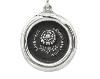 November Chrysanthemum Birth Month Flower Wax Seal Pendant