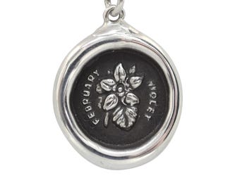 February Violet Birth Month Flower Wax Seal Pendant