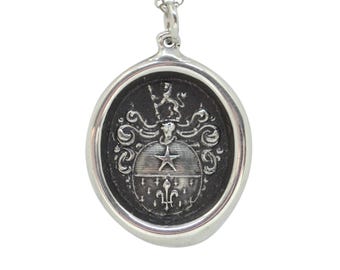 Truth & Light- Lion, Star, and Fleur de Lis Crest Wax Seal Pendant