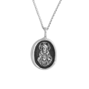 Jesus Sacred Heart Icon Wax Seal Pendant- Sterling Silver Religious Necklace