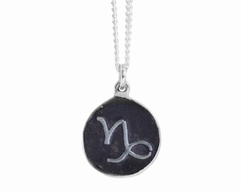 Capricorn Zodiac Symbol Coin Pendant