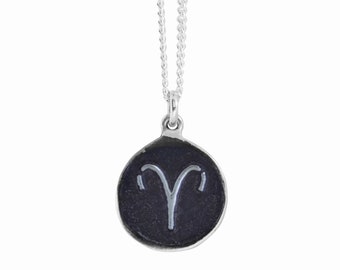 Aries Zodiac Symbol Coin Pendant