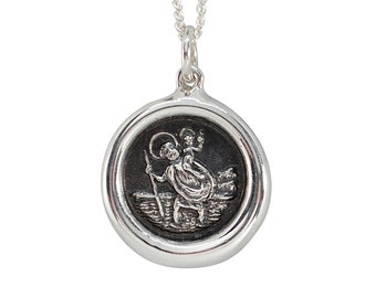 Saint Christopher Round Wax Seal Pendant