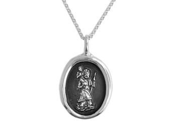 Saint Christopher Oval Wax Seal Pendant