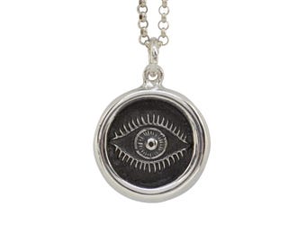 Evil Eye Wax Seal Pendant- Round