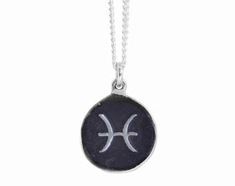 Pisces Zodiac Symbol Coin Pendant