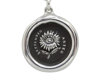 September Aster Birth Month Flower Wax Seal Pendant