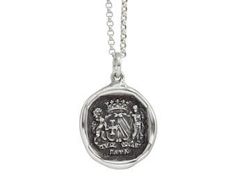 WHEREVER FATE CALLS- Wax Seal Heraldic Crest Pendant