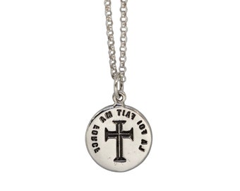 FAITH IS STRENGTH- Medieval Cross- Double Sided Intaglio Pendant