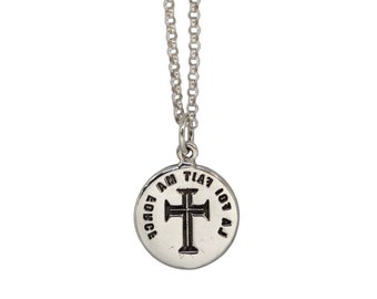 FAITH IS STRENGTH- Medieval Cross- Double Sided Intaglio Pendant