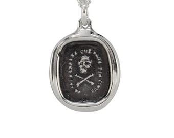 Skull & Crossbones “Not Afraid of Love” Wax Seal Pendant