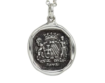 WHEREVER FATE CALLS- Wax Seal Heraldic Crest Pendant