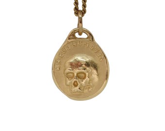 MEMENTO MORI SKULL Disc Pendant- Solid 14k Gold