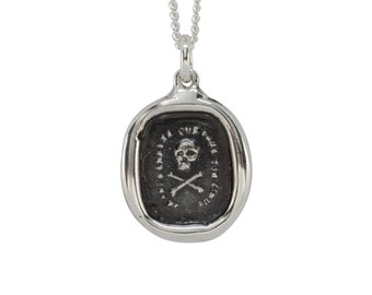 Skull & Crossbones “Not Afraid of Love” Wax Seal Pendant