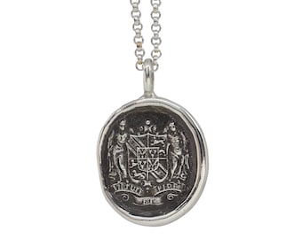 By Virtue & Faith- Angel Heraldic Crest Wax Seal Pendant