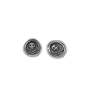 Skull and Crossbones Wax Seal Stud Earrings