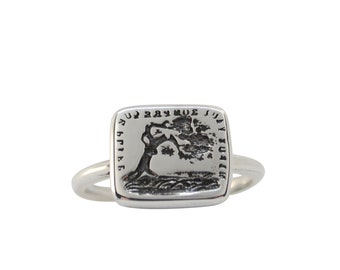 Bent Oak Tree Intaglio Ring