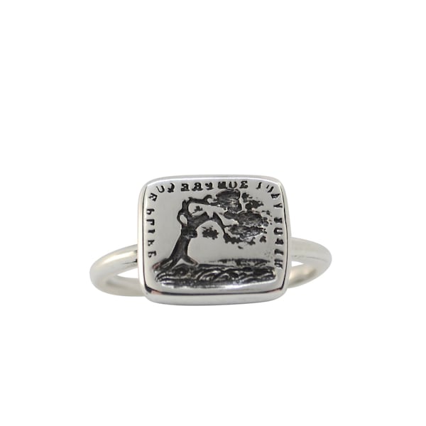 Bent Oak Tree Intaglio Ring