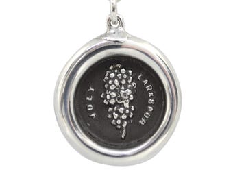 July Larkspur Birth Month Flower Wax Seal Pendant