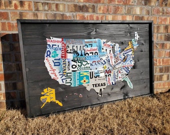 License Plate Map, Authentic US License Plates
