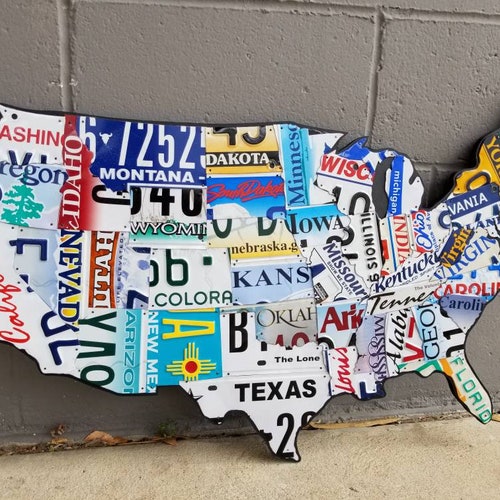 3D USA License Plate Map Metal Art Sign United States | Etsy