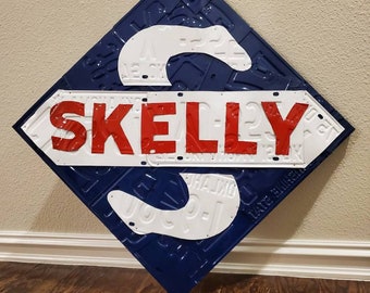 Skelly Oil Sign Made from License Plates