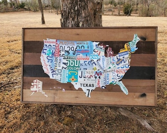 License Plate Map, Authentic US License Plates