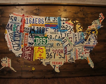 License Plate Map, Authentic USA Plates (New Large Size)