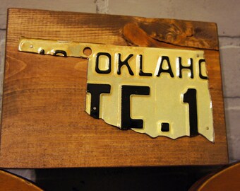 Oklahoma Sign made from Vintage License Plates
