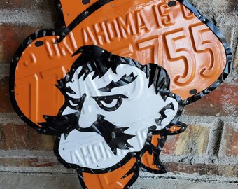 Oklahoma State Logo made from License Plates (New Smaller Size)