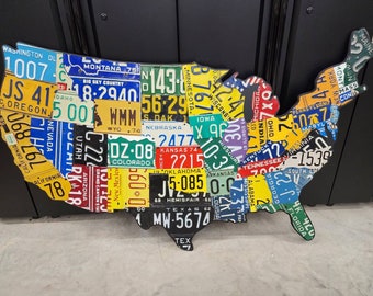 License Plate Map, Authentic USA Plates (New Extra Large Size with Vintage Plates)