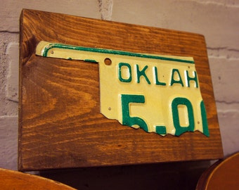 Oklahoma Sign made from Vintage License Plates
