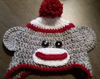 Crochet sock monkey hat
