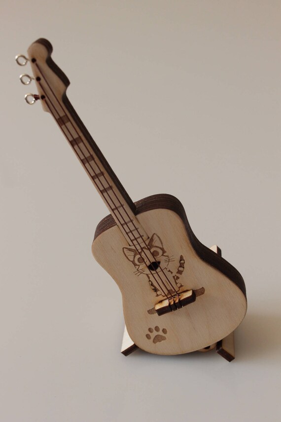 JL Black Guitar Music Instrument Replica Christmas Ornament Size 5 inch 