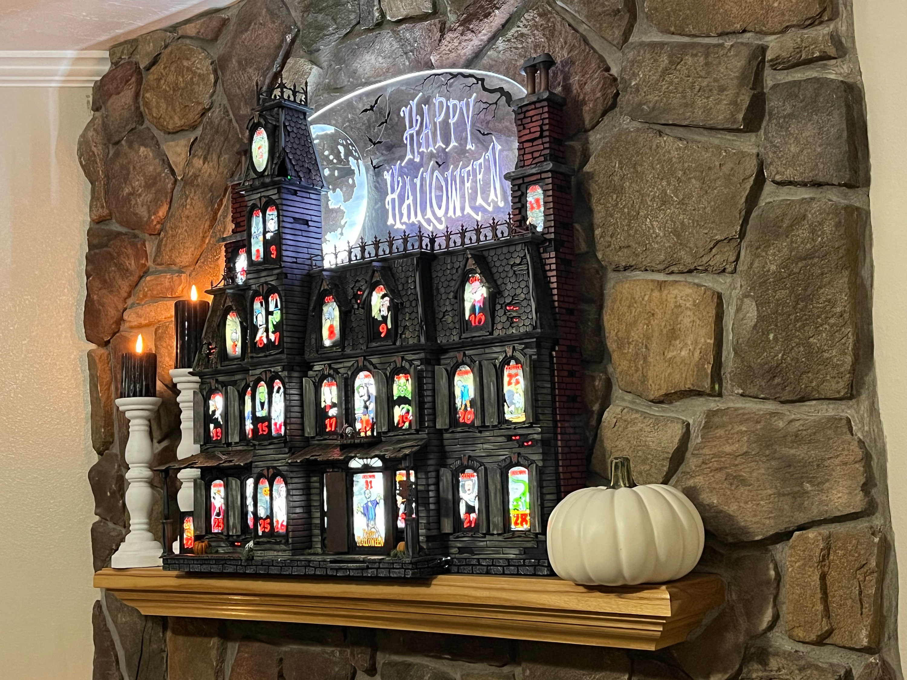 Handcrafted Halloween Advent Calendar House: Spooky Victorian Mansion ...
