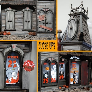 This Halloween Advent Calendar house is hand crafted. It's a spooky Victorian mansion that's sure to amaze you. image 3