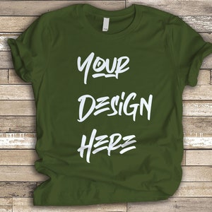 Bella Canvas 3001 OLIVE mock up tee | flat jpeg mock up