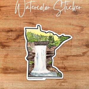 Minnehaha Falls Sticker Minneapolis Minnesota Sticker Minnesota State Outline Vinyl Decal Laptop and Water Bottle Sticker image 1