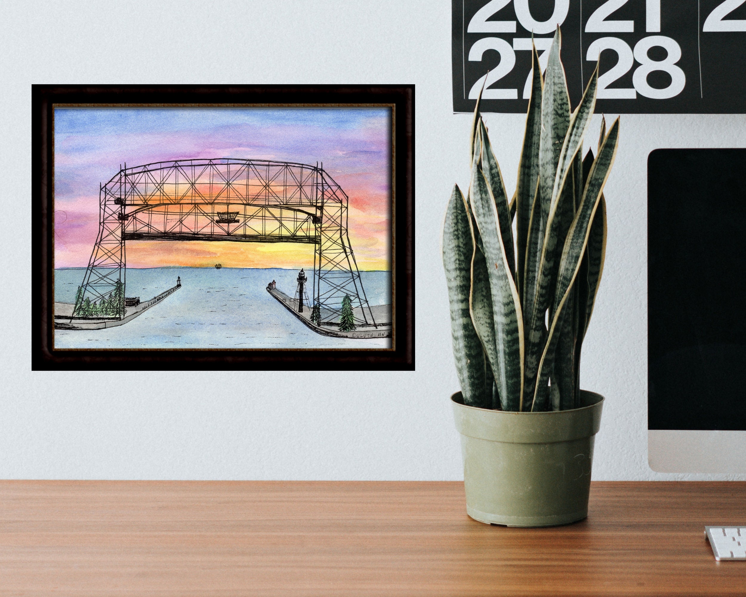 Duluth Minnesota Ink and Watercolor Painting Minnesota Art | Etsy