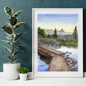 Artists Point Grand Marais Watercolor Painting - Ink and Pen Minnesota Drawing - Up North Wall Art - Archival Fine Art Paper