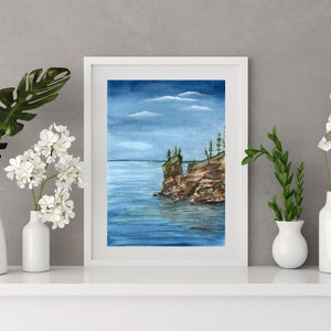 North Shore Watercolor Print - Ink and Pen Drawing - Lake Superior Minnesota Wall Art - Giclee Fine Art Paper Print