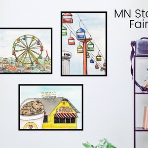 Minnesota State Fair Bundle - Ink and Watercolor Painting - Minnesota Print - Digital Download Art - Sweet Marthas Cookies - Minneapolis