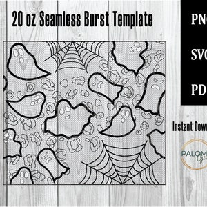Halloween Cheetah Ghost Spider Burst Tumbler Template Seamless, Straight Burst SVG, Straight Burst PNG