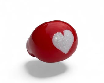 Glitter Heart Tipped Clown Nose, Self-Attaching Red Clown Nose, Glueless, Stringless, Professional Nose | Handmade Red Rubber Nose
