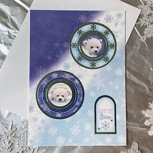 Polar Bear Cubs Handcrafted Holiday Card with Embossed Accents, Snowflakes, Let It Snow