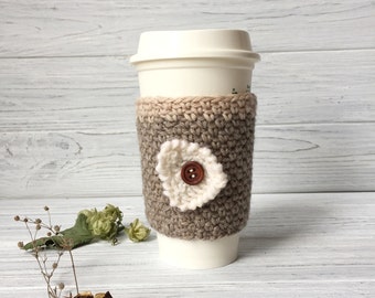 Beige Cup Cozy, Tea Cozy, Coffee Cozy, Coffee Cup Sleeve, Tea Cup Sleeve, Crochet Cup Cozy, Tea Cozy, Coffee Cozy, Organic Coffee Cozy