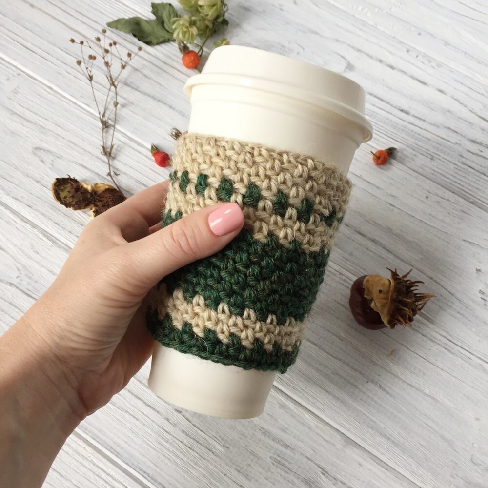 Green Coffee Cup Cozy, Coffee Cover, Tea Cozy, Coffee Cup Warmer, Cup ...