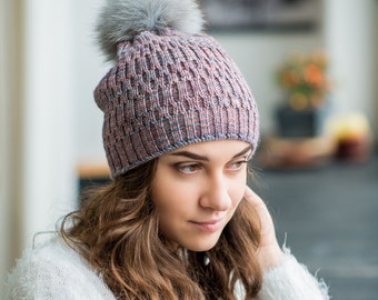 Bonnet de laine mérinos soie, Pom Pom Bonnet, bonnet tendance, bonnet de laine mérinos, bonnet, chapeau d’hiver, tricot Bonnet, Tuque