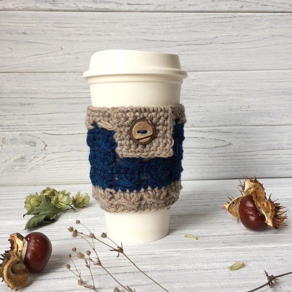 Blue Coffee Cup Cozy, Blue Tea Cozy, Cup Cozy, Coffee Cover, Tea Cup Sleeve, Coffee Sleeve, Tea Lover Gift, Coffee Cup Sleeve